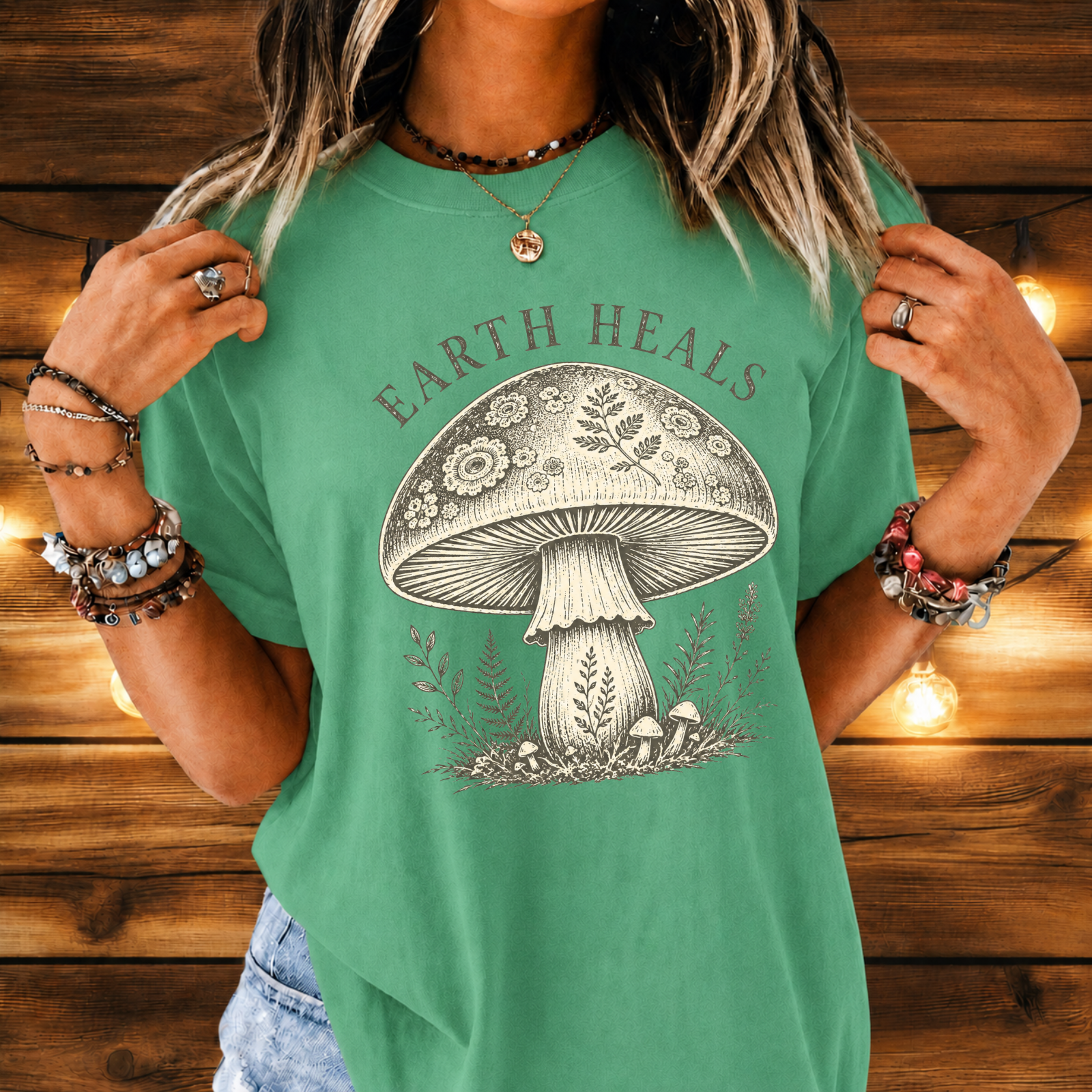 Earth Heals Mushroom Tee