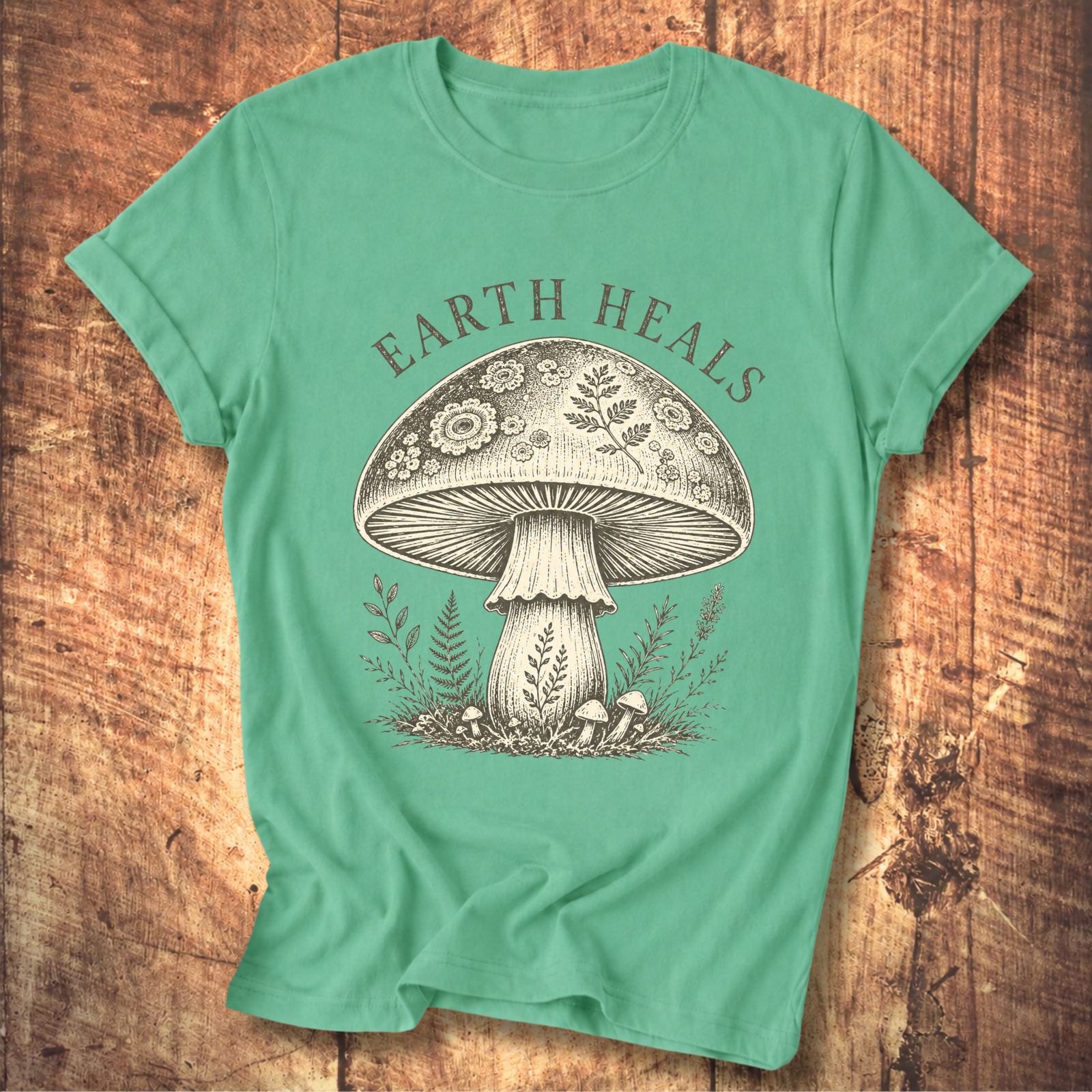 Earth Heals Mushroom Tee