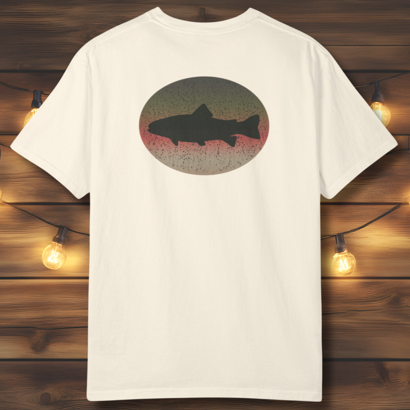 Trout Skin Back Print T-Shirt | Vintage Oval Trout Fishing Tee