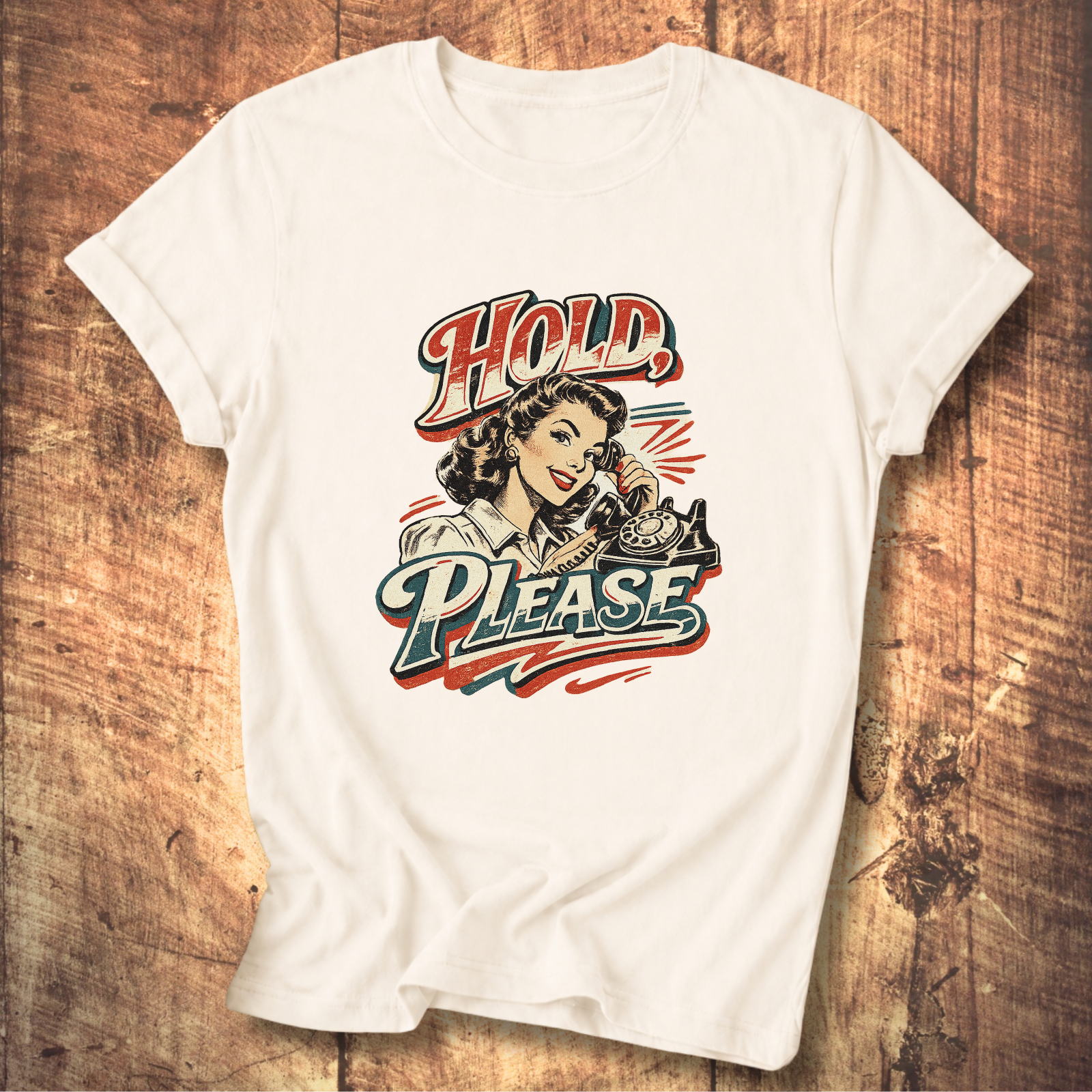Hold Please Retro Pinup Tee