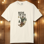 Ride or Die Skeleton Sledding T-Shirt — Vintage Winter Snow Sled Tee