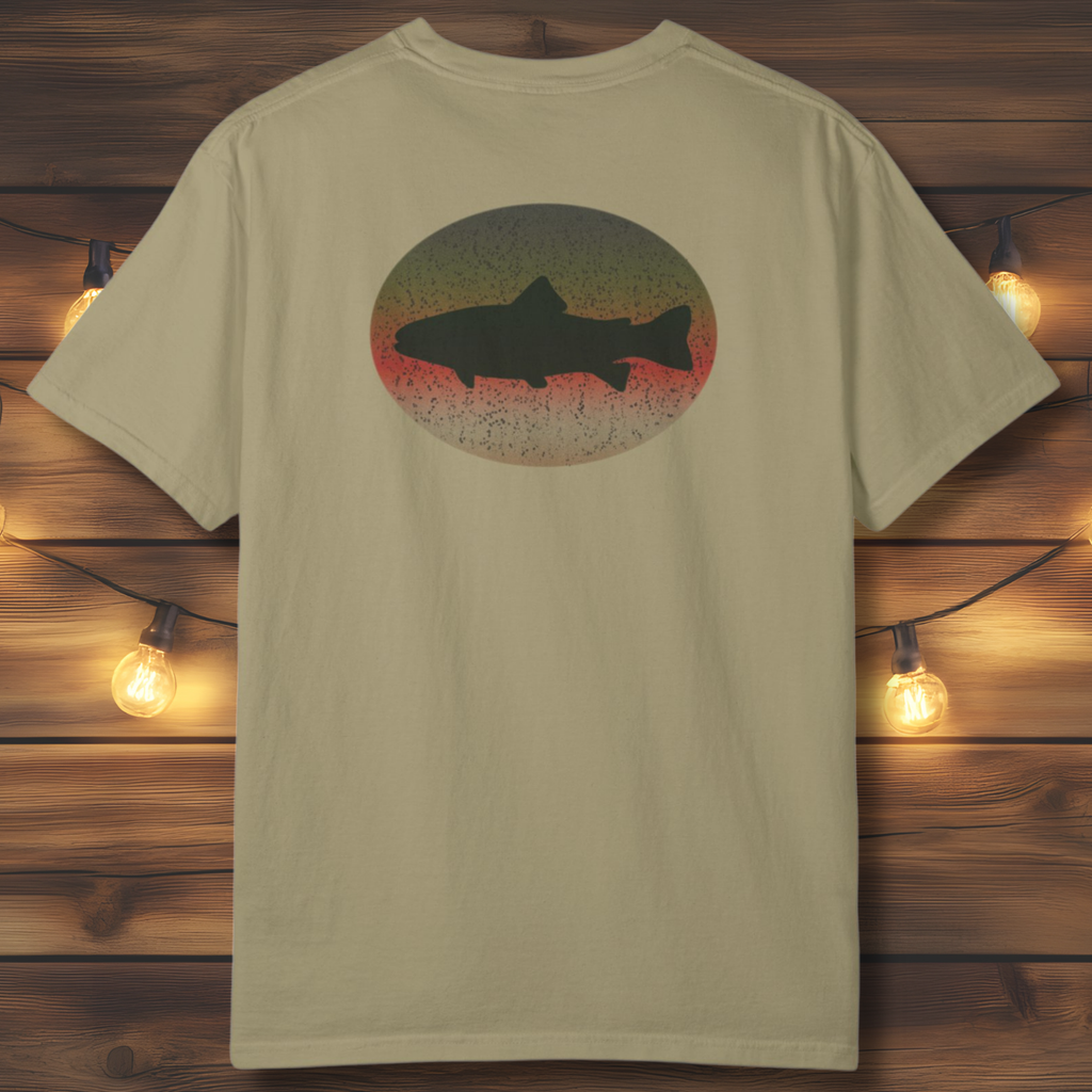 Trout Skin Back Print T-Shirt | Vintage Oval Trout Fishing Tee