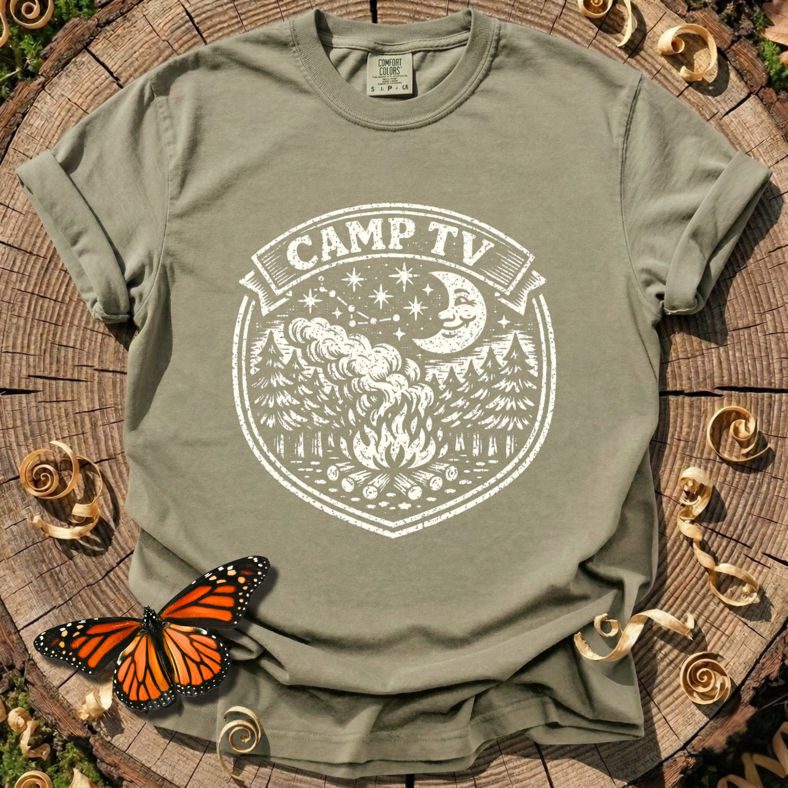 Camp TV Linocut T-shirt