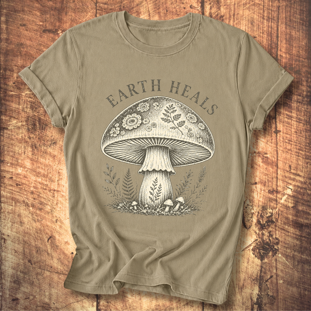 Earth Heals Mushroom Tee
