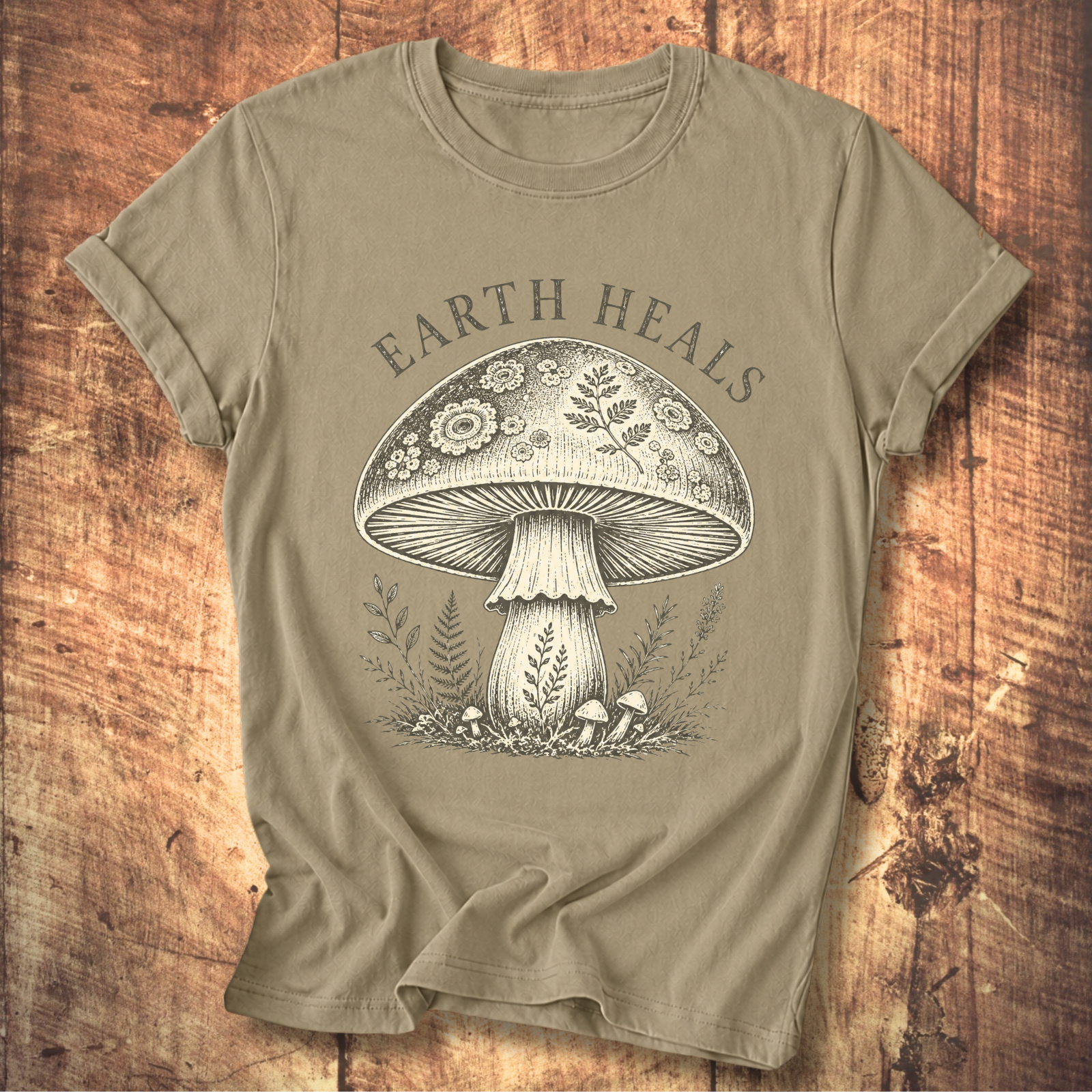 Earth Heals Mushroom Tee