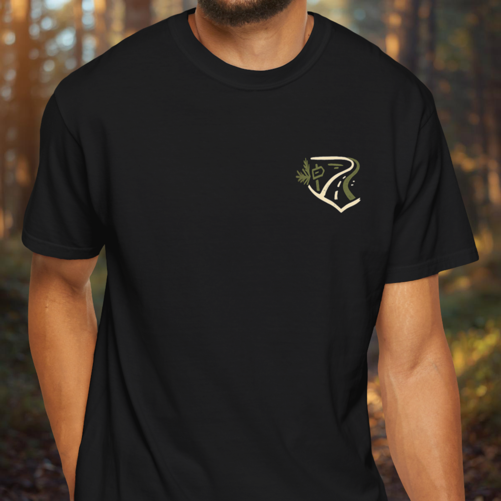 Front badge view of Scenic Route Club Always Lost small chest graphic.