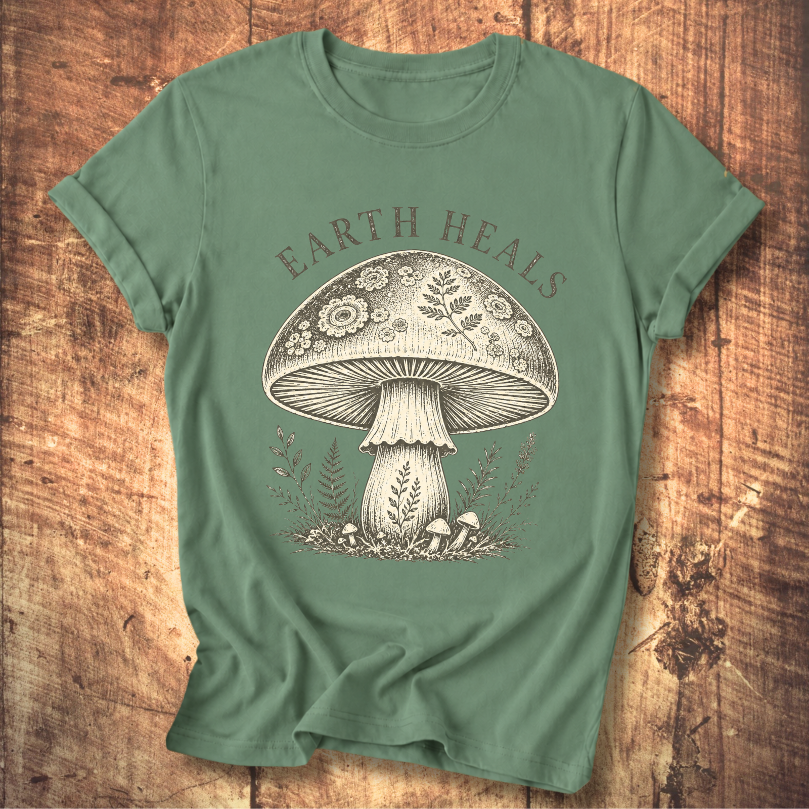 Earth Heals Mushroom Tee