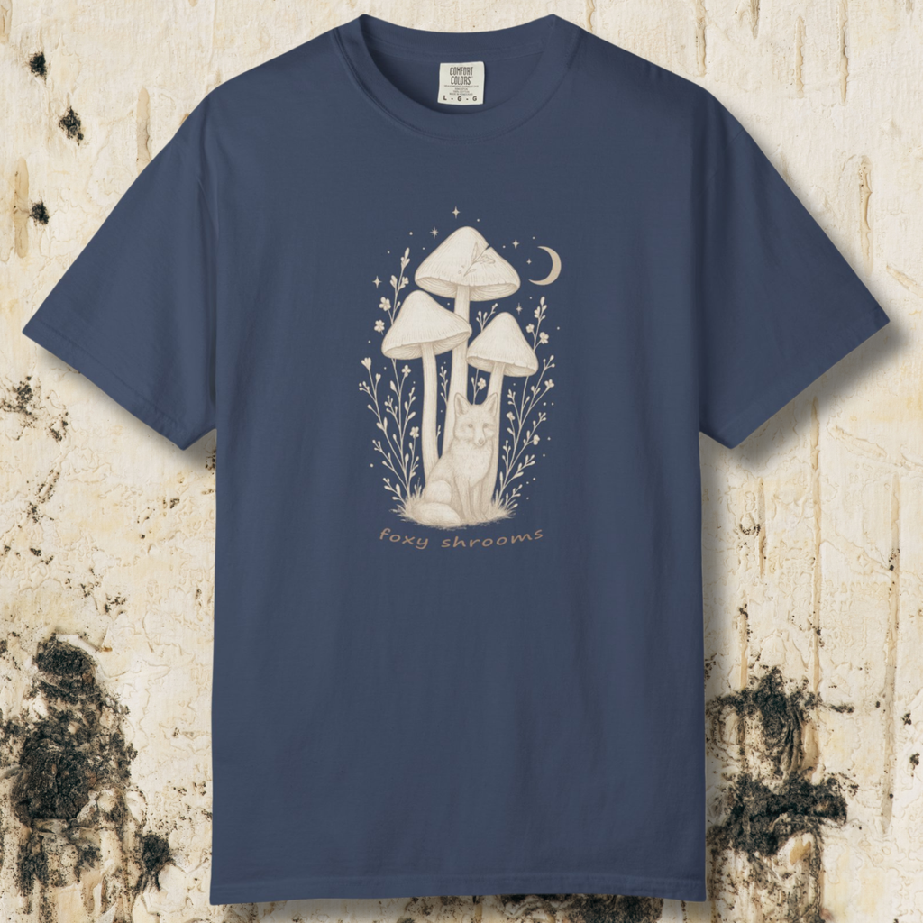 Foxy Shrooms T-Shirt — Moonlit Mushroom Graphic Tee