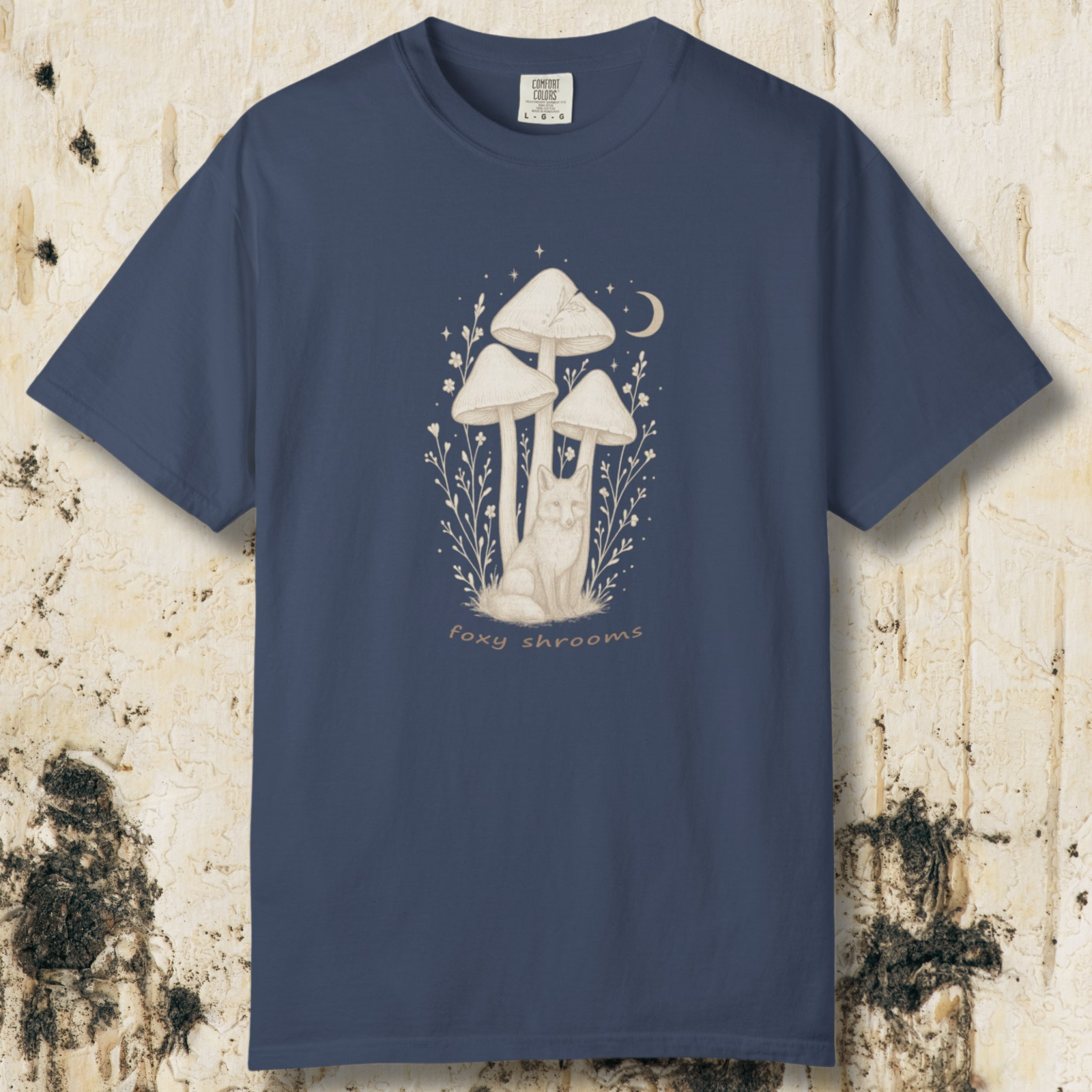 Foxy Shrooms T-Shirt — Moonlit Mushroom Graphic Tee