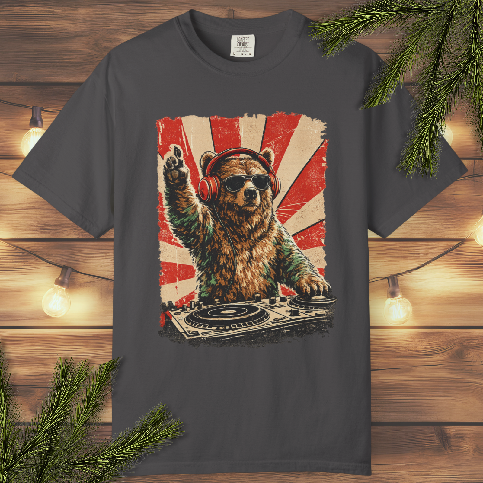 Bear At The Turntable Graphic T-Shirt