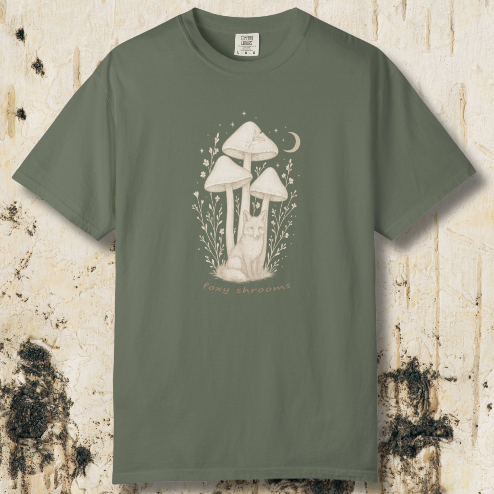 Foxy Shrooms T-Shirt — Moonlit Mushroom Graphic Tee