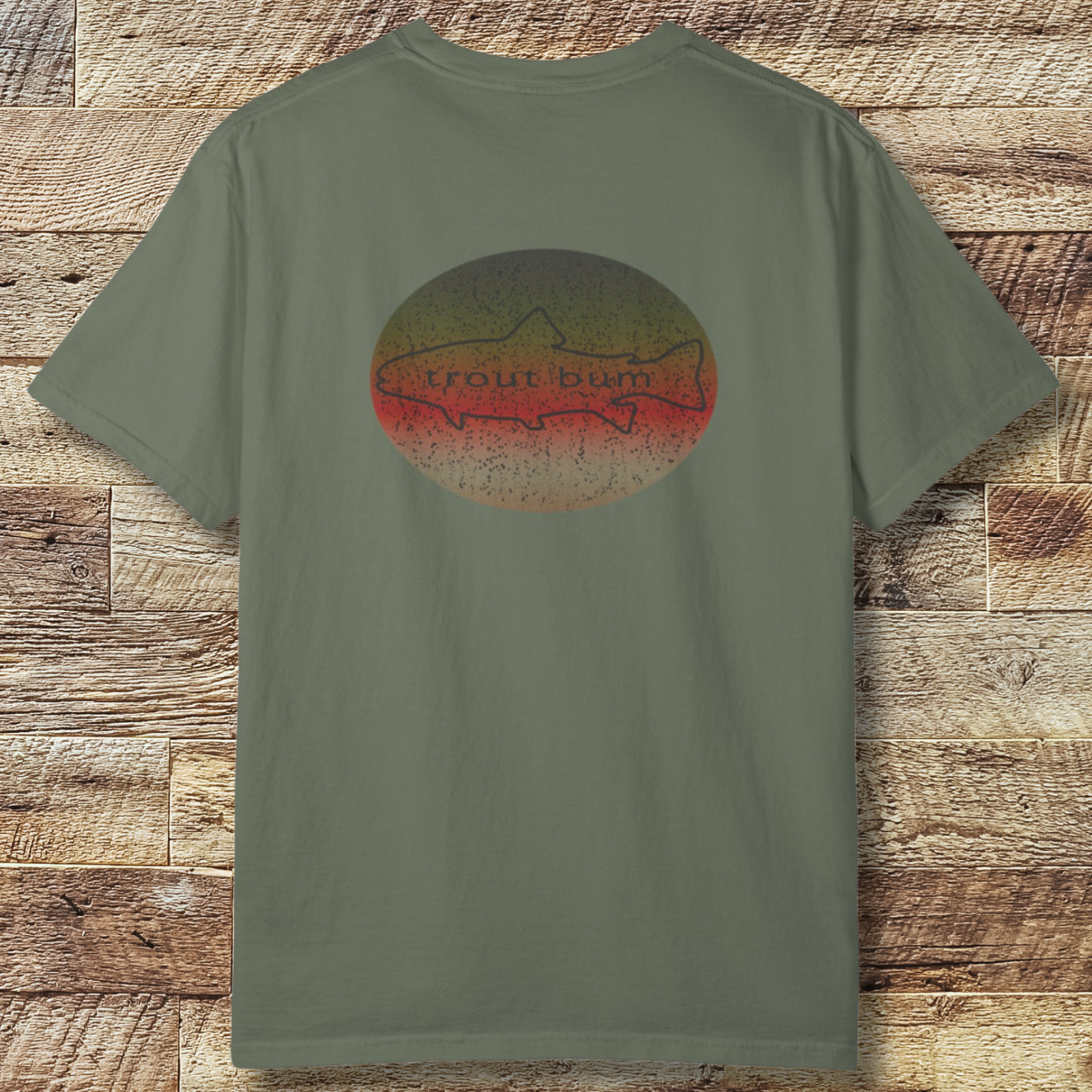 Trout Bum Back Print T‑Shirt — Vintage Fishing Graphic Tee