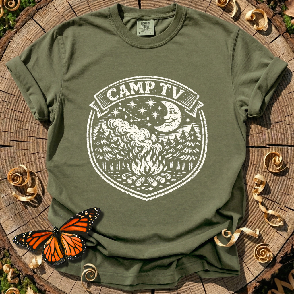 Camp TV Linocut T-shirt