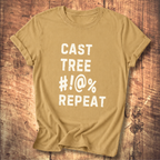 “Cast Tree #!@% Repeat” Funny Fly Fishing Tee