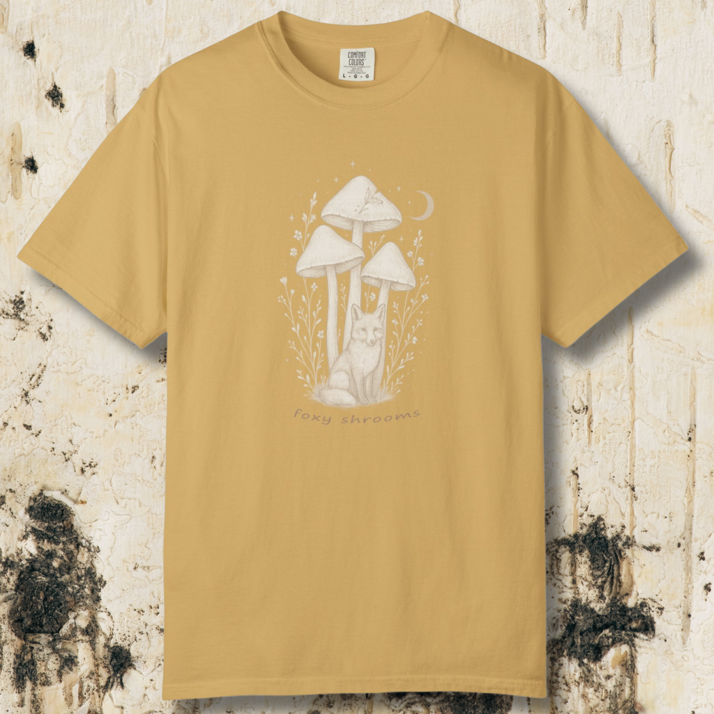 Foxy Shrooms T-Shirt — Moonlit Mushroom Graphic Tee