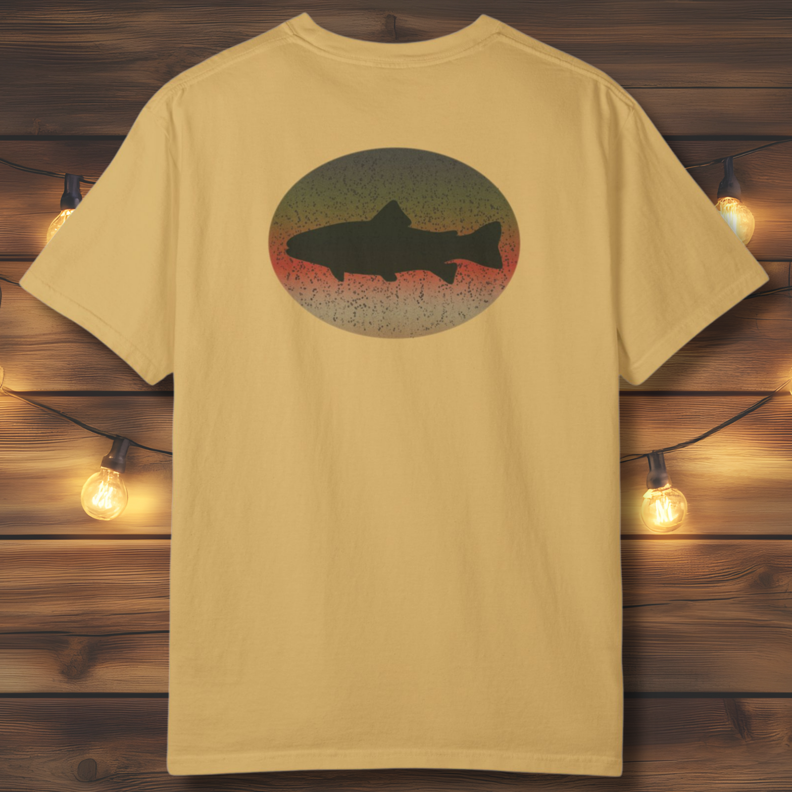 Trout Skin Back Print T-Shirt | Vintage Oval Trout Fishing Tee