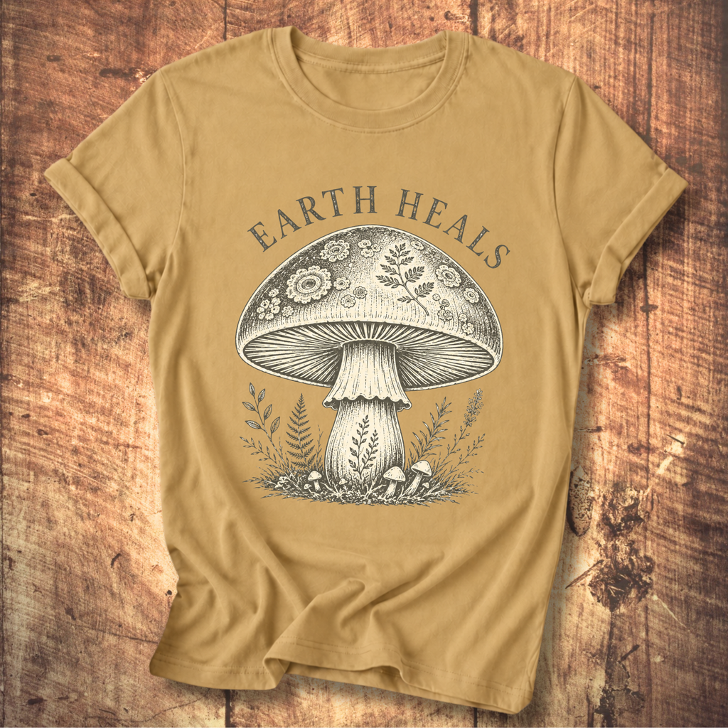 Earth Heals Mushroom Tee