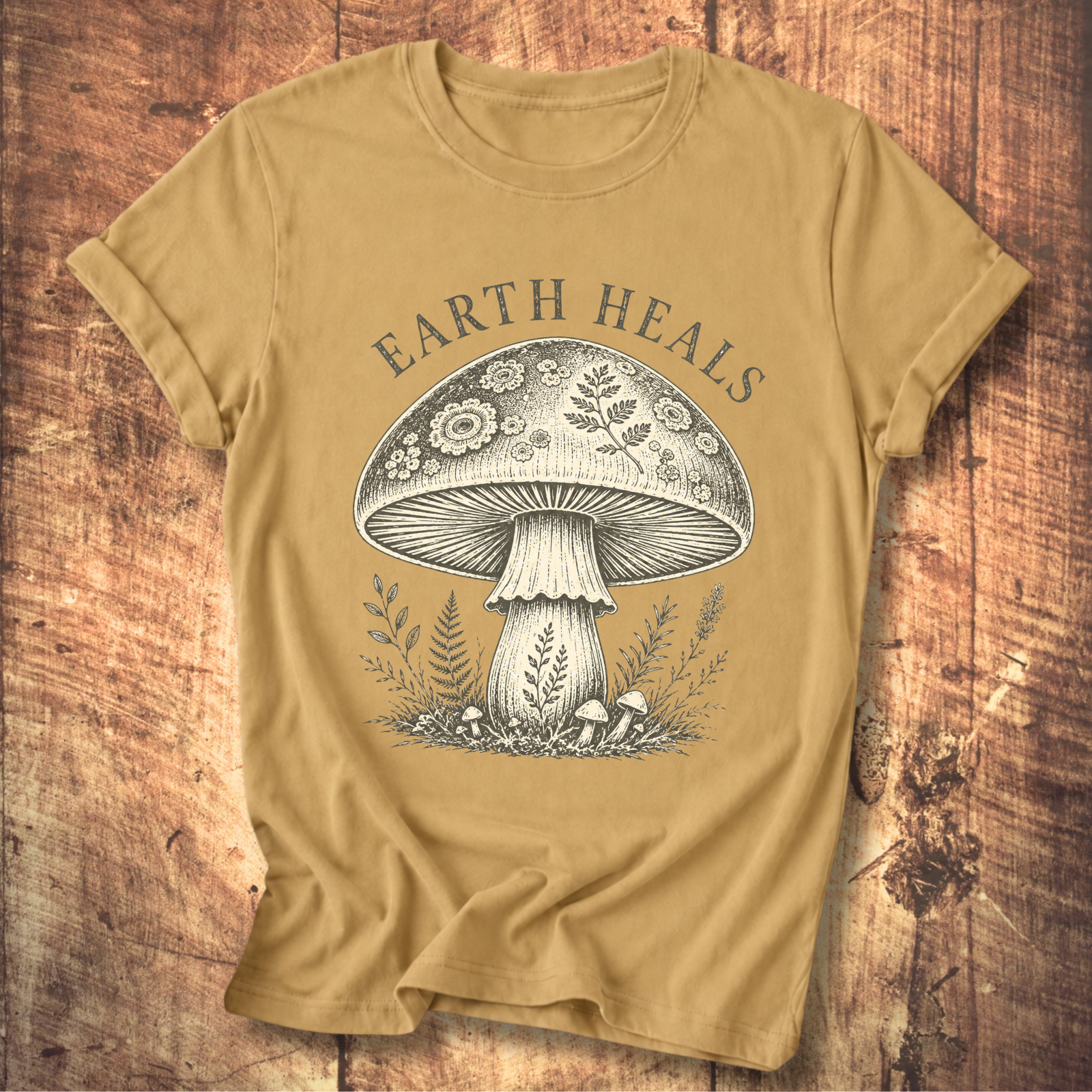 Earth Heals Mushroom Tee