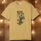 Ride or Die Skeleton Sledding T-Shirt — Vintage Winter Snow Sled Tee