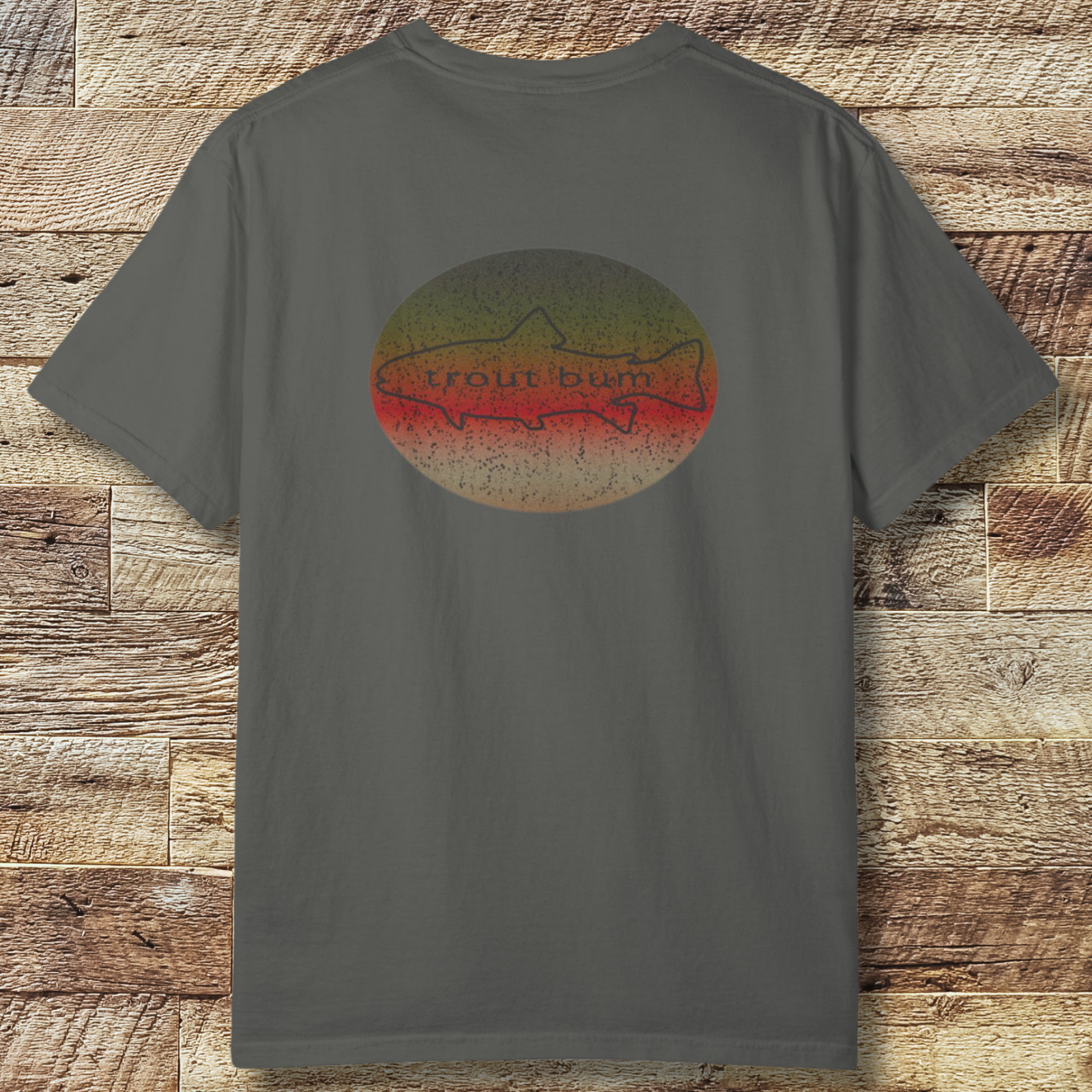 Trout Bum Back Print T‑Shirt — Vintage Fishing Graphic Tee