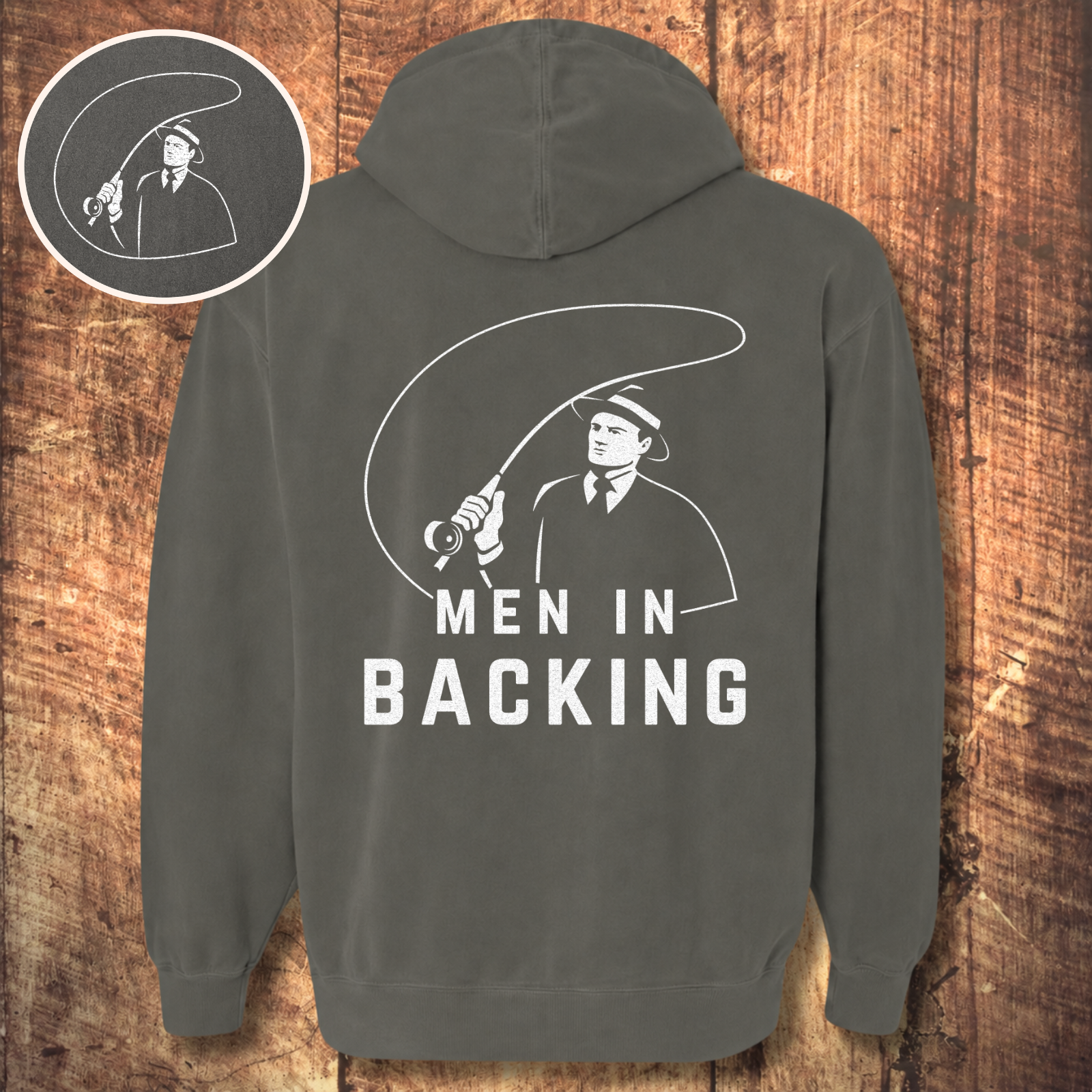 Men in Backing Hoodie (Front + Back)