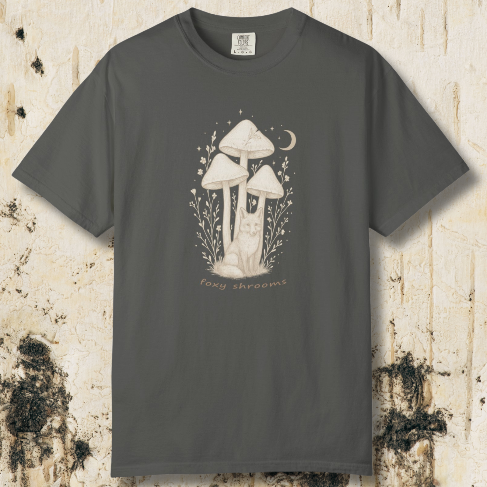 Foxy Shrooms T-Shirt — Moonlit Mushroom Graphic Tee