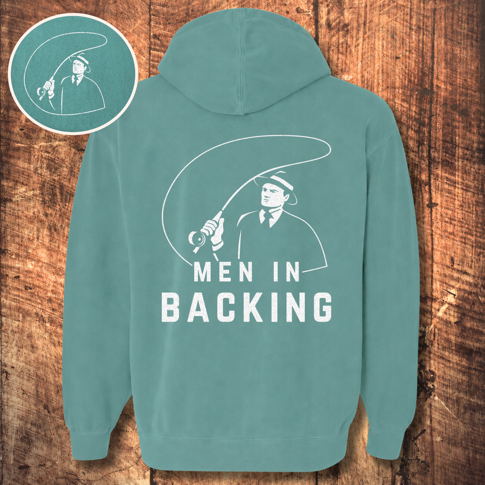 Men in Backing Hoodie (Front + Back)