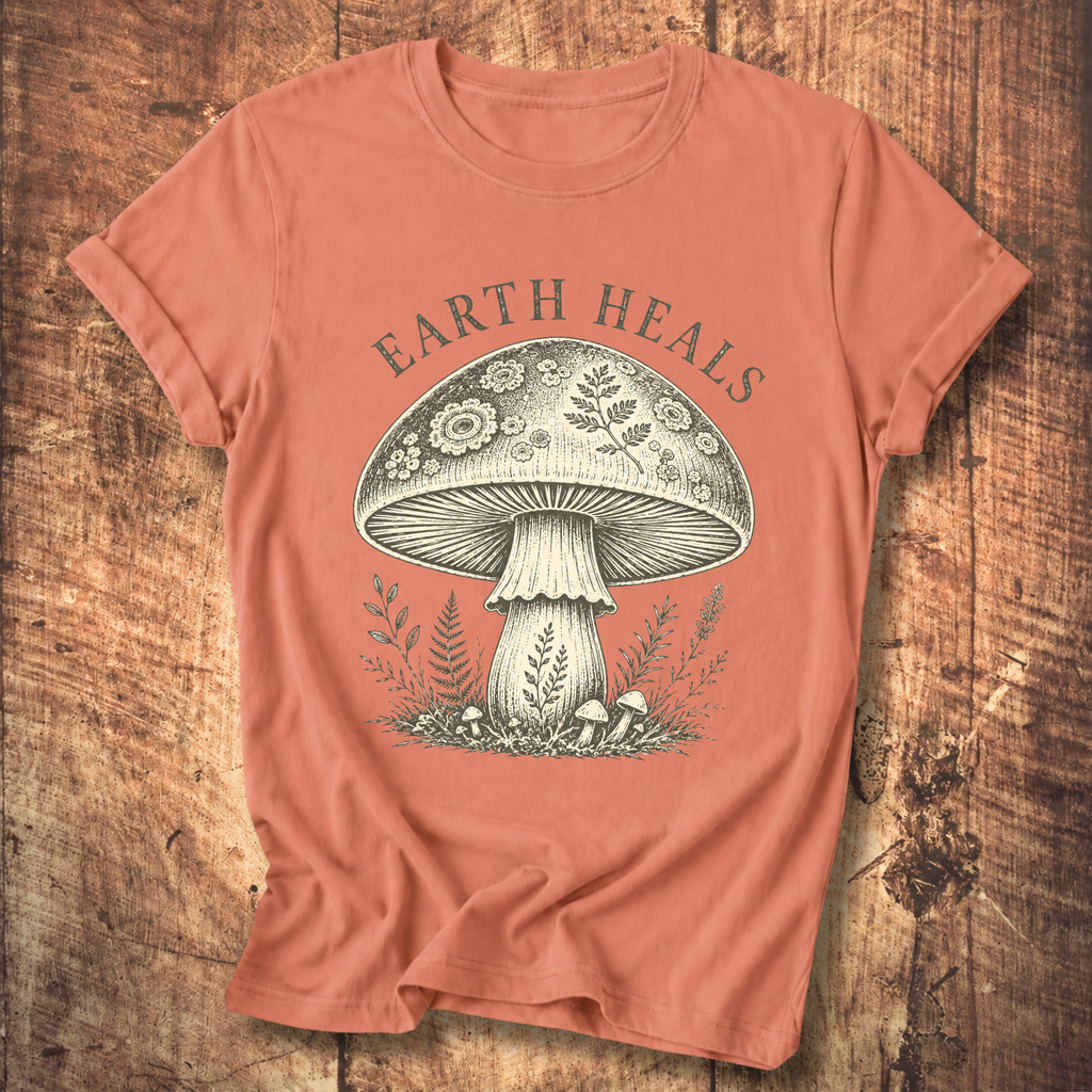 Earth Heals Mushroom Tee